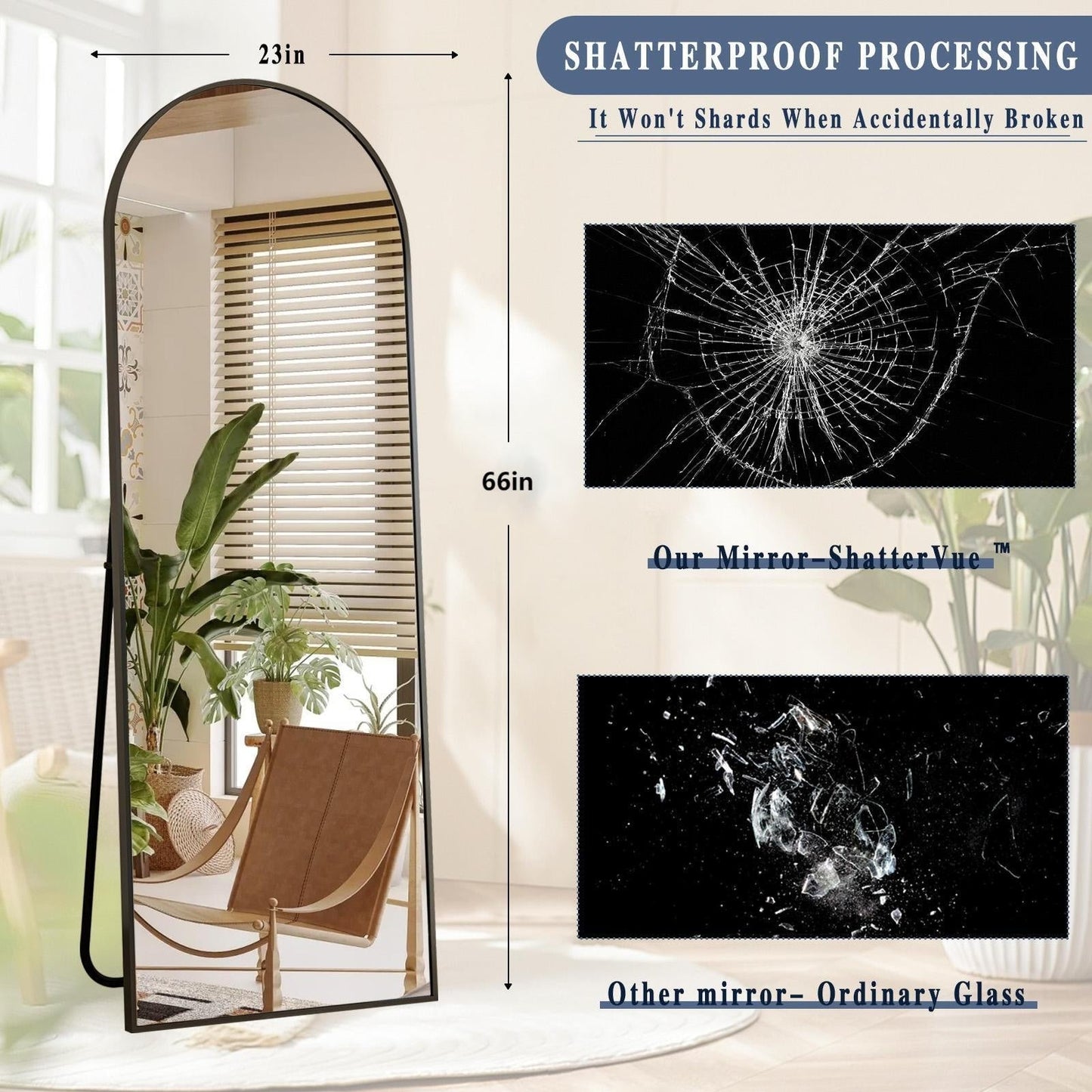 Specchio a figura intera ad arco in metallo, specchio da terra, specchio da parete