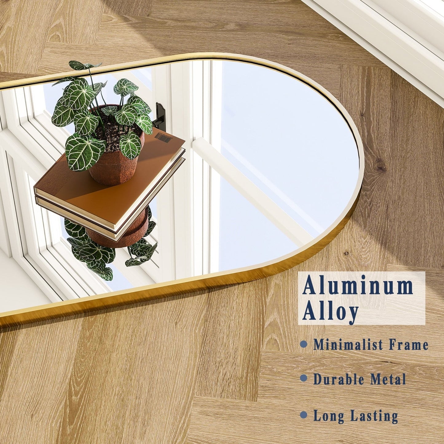 Specchio a figura intera ad arco in metallo, specchio da terra, specchio da parete