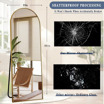 Specchio a figura intera ad arco in metallo, specchio da terra, specchio da parete