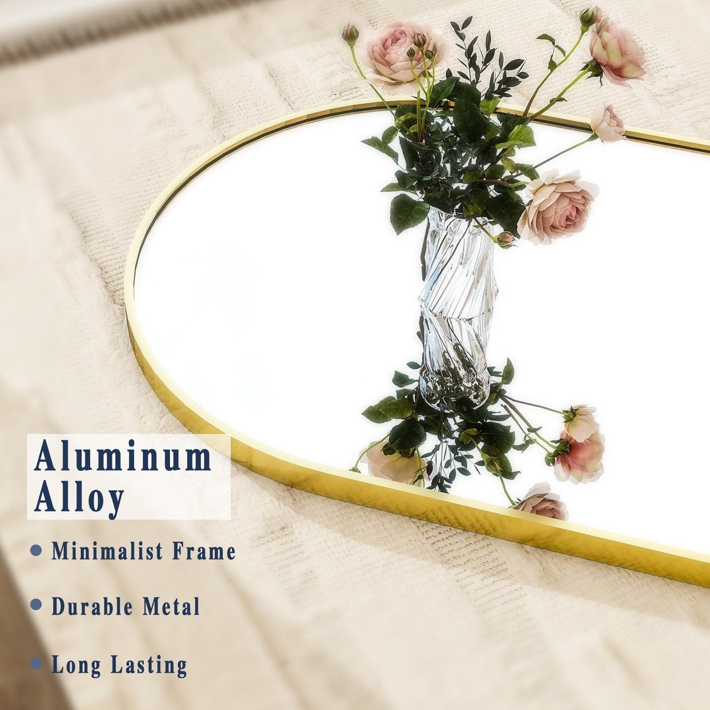 Specchio a figura intera ad arco in metallo, specchio da terra, specchio da parete