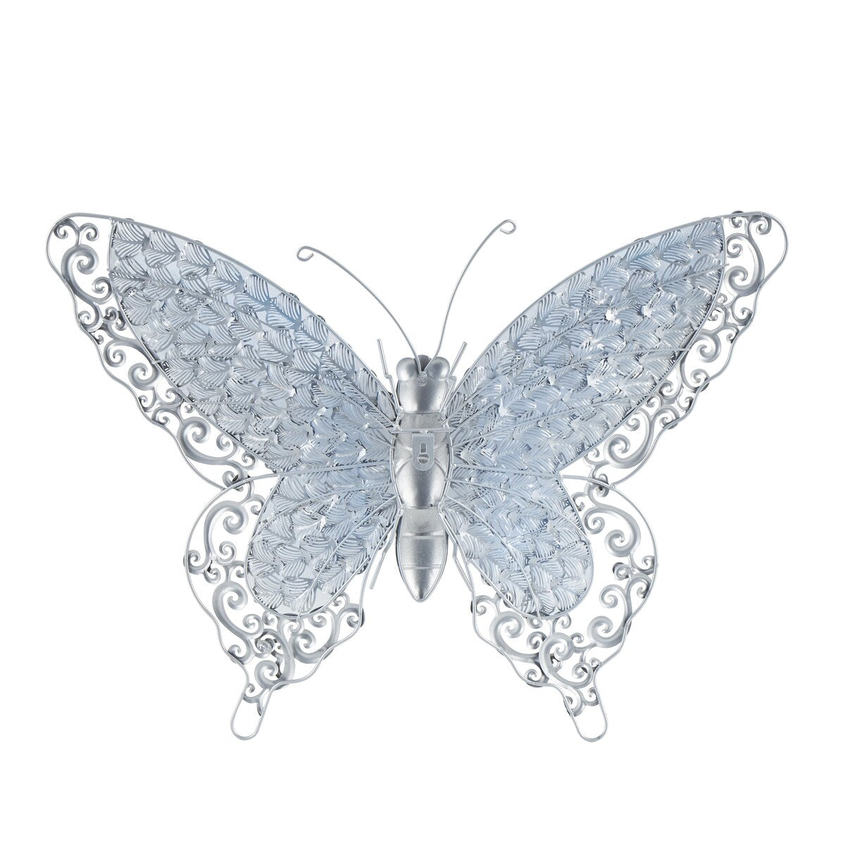 Decorazione da parete per interni ed esterni a forma di farfalla in metallo - Argento, verde, rosa - Roche River Decor