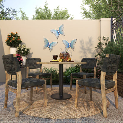 Decorazione da parete per interni ed esterni a forma di farfalla in metallo - Argento, verde, rosa - Roche River Decor