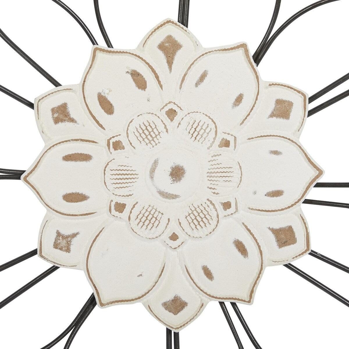 Decorazione da parete floreale in metallo per la casa - Set di 2 neri - Roche River Decor