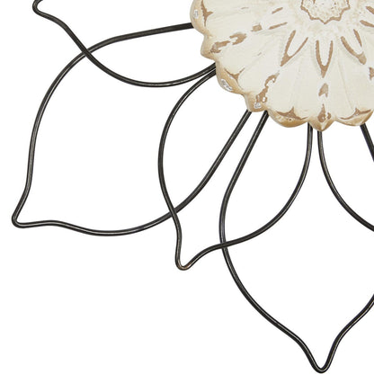 Decorazione da parete floreale in metallo per la casa - Set di 2 neri - Roche River Decor