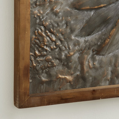 Decorazione da parete in metallo con motivo floreale a girasole e dettagli in rilievo - Grigio - Roche River Decor