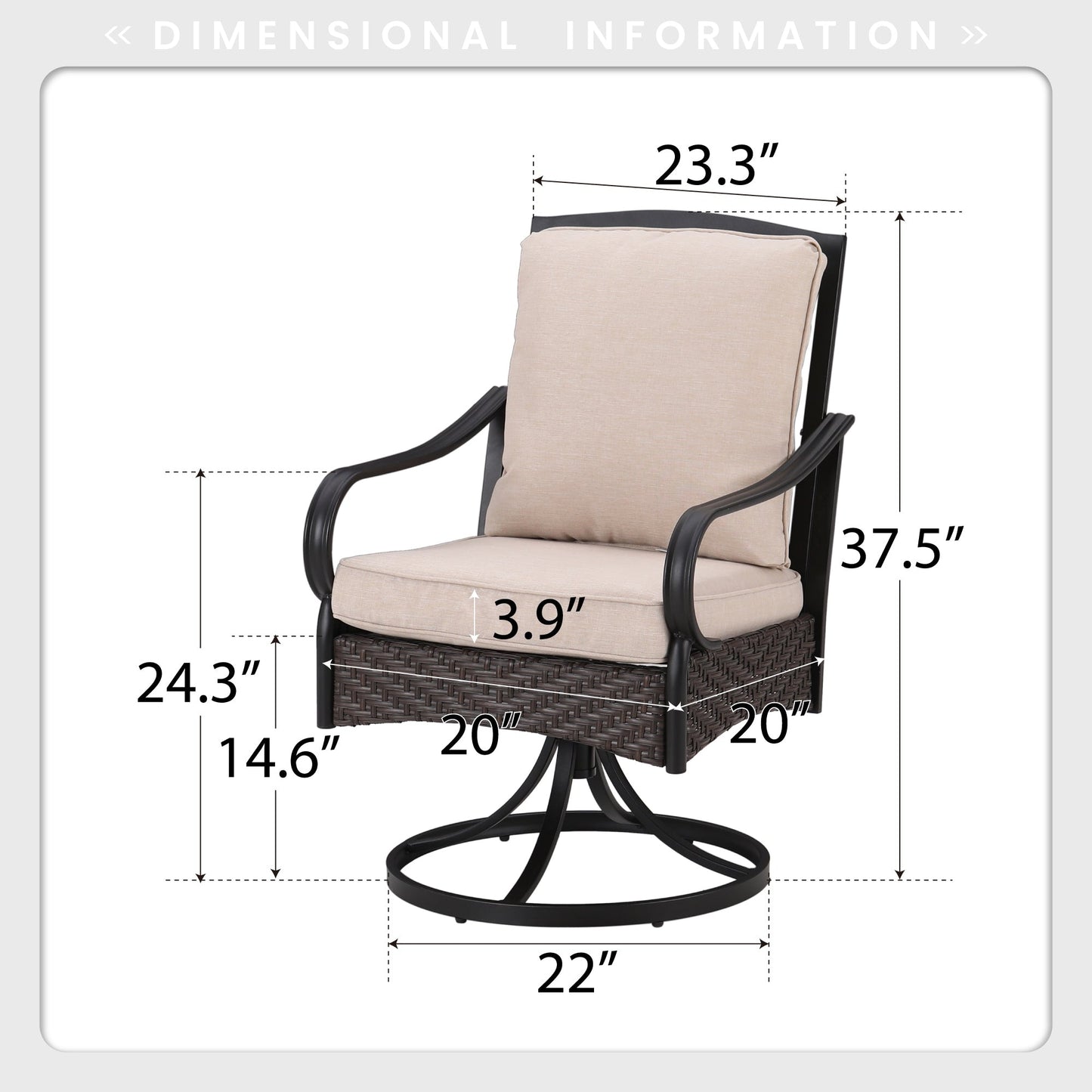 Set da pranzo da esterno in metallo per 8 persone con tavolo quadrato e sedie fisse e girevoli imbottite resistenti, set di mobili da giardino (beige)