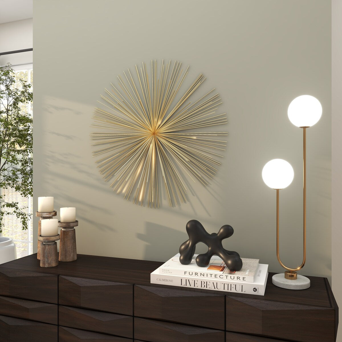 Decorazione da parete 3D grande a forma di stella in metallo - Oro - Roche River Decor