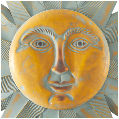 Decorazione murale in metallo anticato per interni ed esterni con accenti e scanalature color rame - Oro - Roche River Decor