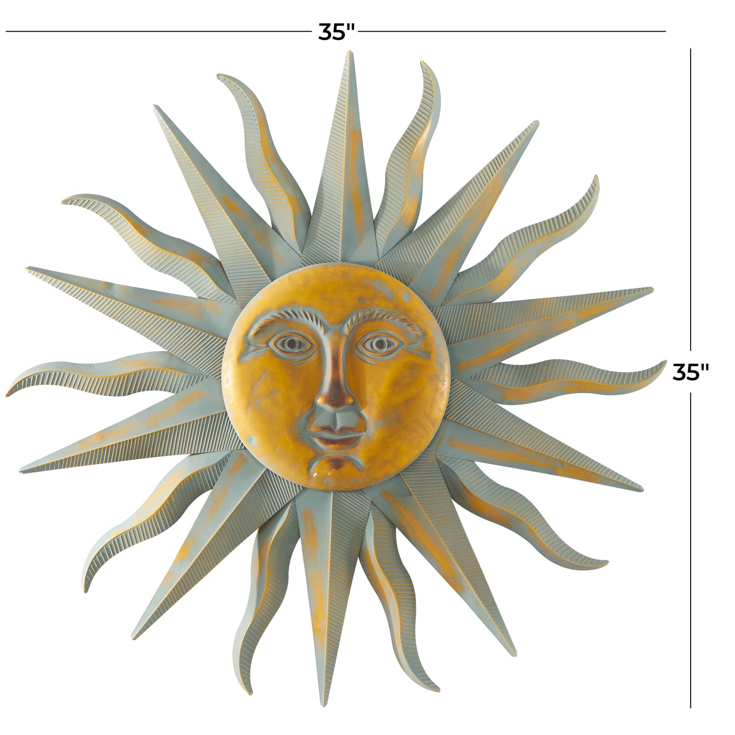 Decorazione murale in metallo anticato per interni ed esterni con accenti e scanalature color rame - Oro - Roche River Decor