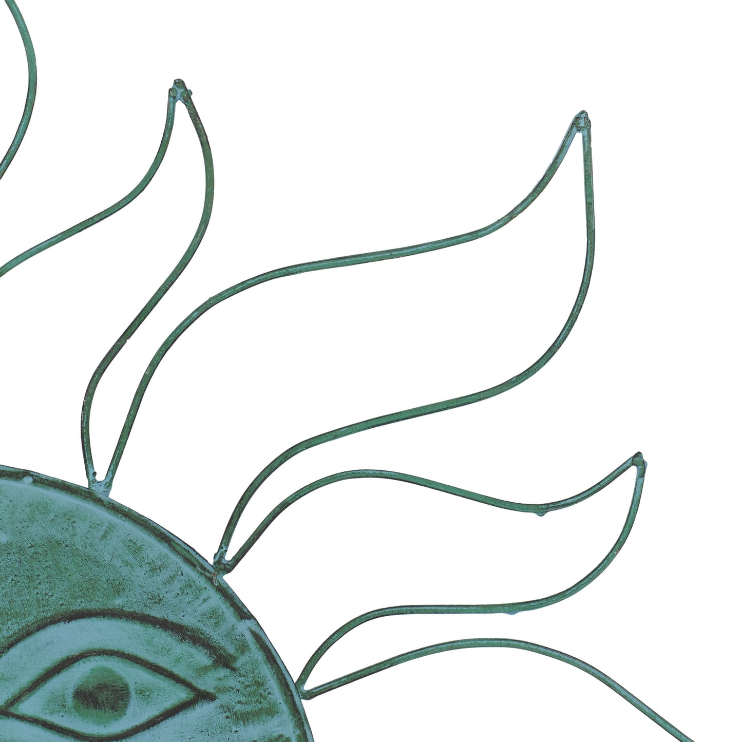 Decorazione da parete per interni ed esterni in metallo con sole e cornice in filo metallico - Verde acqua - Roche River Decor