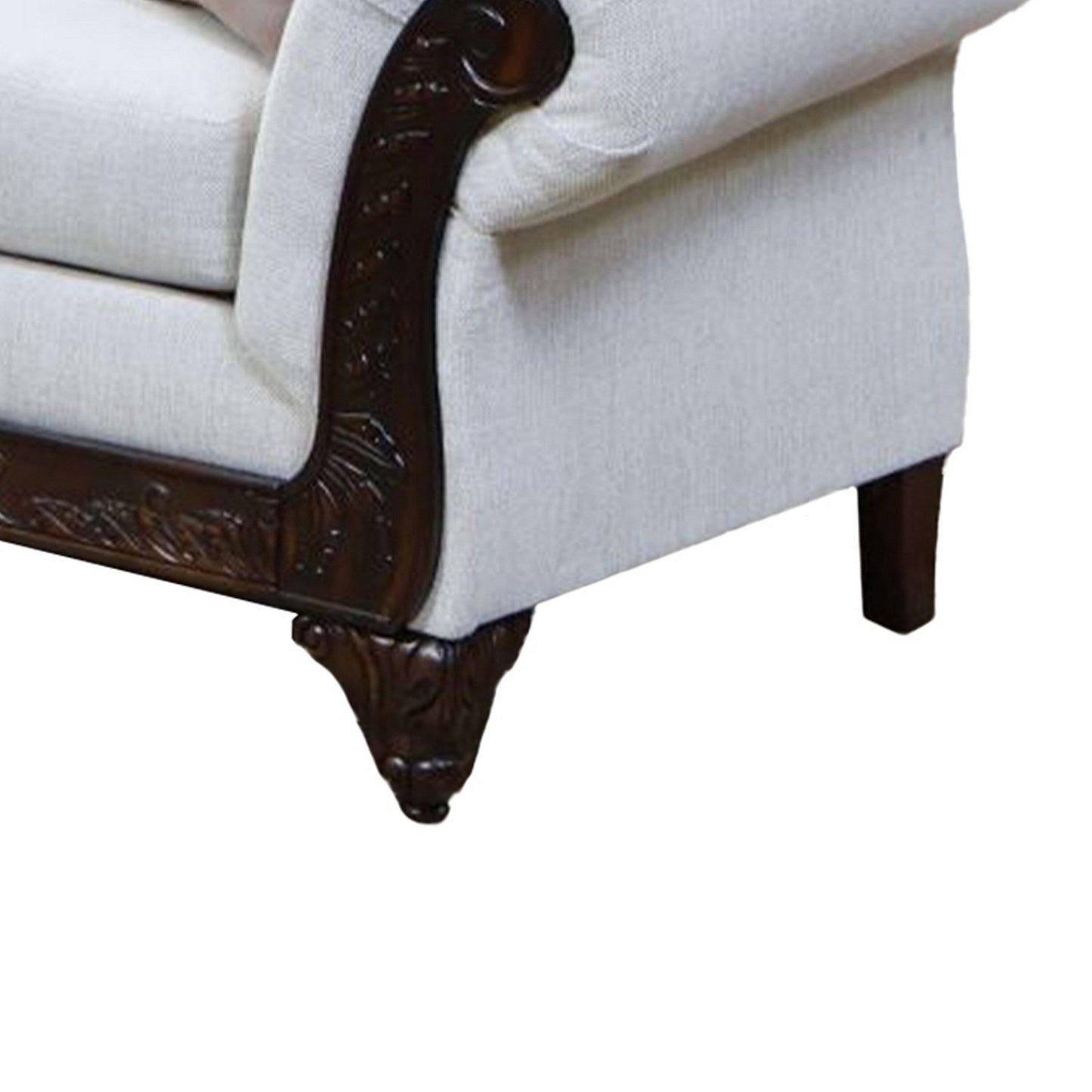 Divano Mezia, ciniglia beige, marrone noce, 6 cuscini decorativi, 94 pollici