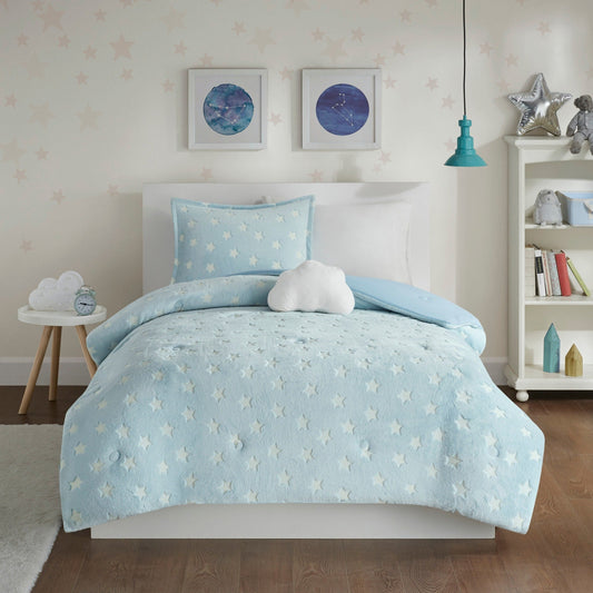 Set di piumoni in peluche Avery Aqua Glow In The Dark di Intelligent Design Kids