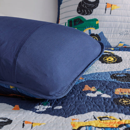 Set trapunta reversibile con cuscino per bambini Gavin Monster Truck di Intelligent Design Kids