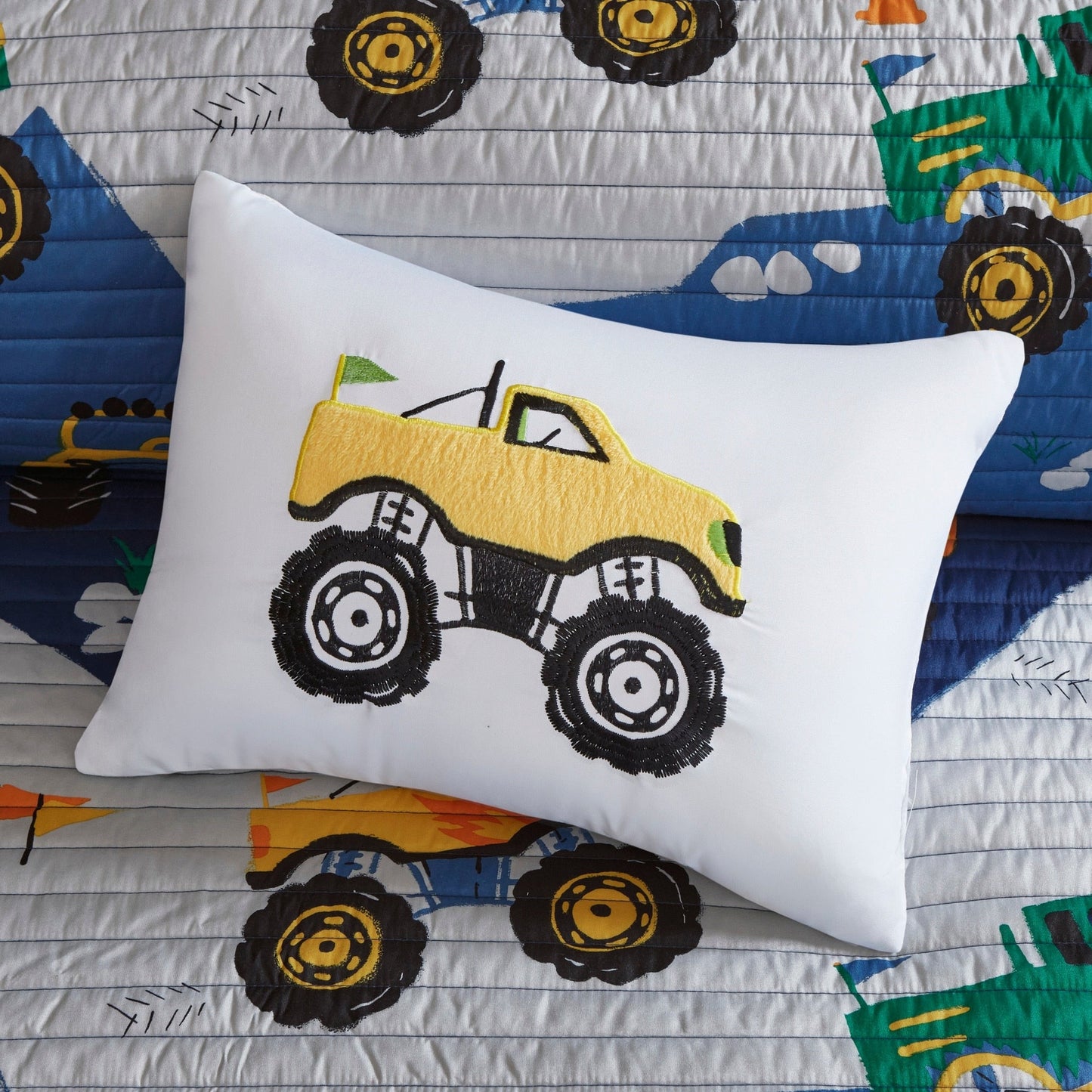 Set trapunta reversibile con cuscino per bambini Gavin Monster Truck di Intelligent Design Kids