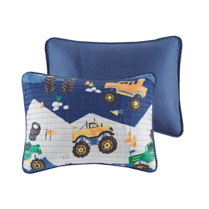 Set trapunta reversibile con cuscino per bambini Gavin Monster Truck di Intelligent Design Kids