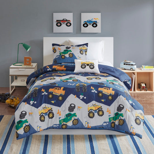 Set di piumoni blu Gavin Monster Truck di Intelligent Design Kids