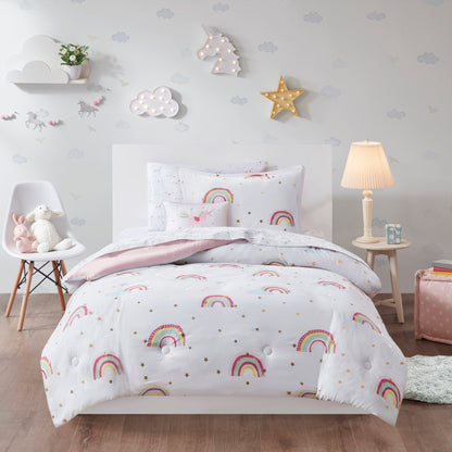 Set copripiumino con lenzuola Mia Rainbow e stelle metalliche per bambini di Intelligent Design Kids