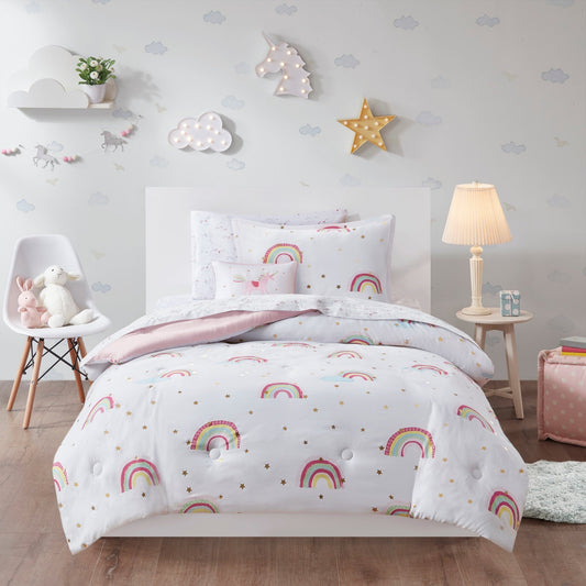 Set copripiumino con lenzuola Mia Rainbow e stelle metalliche per bambini di Intelligent Design Kids