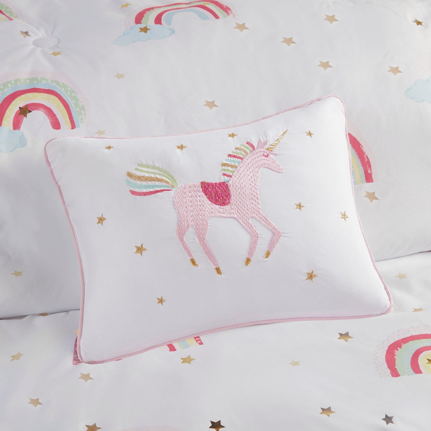 Set copripiumino con lenzuola Mia Rainbow e stelle metalliche per bambini di Intelligent Design Kids