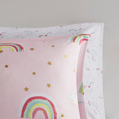 Set copripiumino con lenzuola Mia Rainbow e stelle metalliche per bambini di Intelligent Design Kids