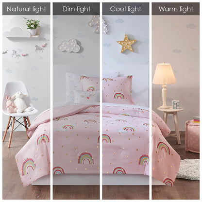 Set copripiumino con lenzuola Mia Rainbow e stelle metalliche per bambini di Intelligent Design Kids
