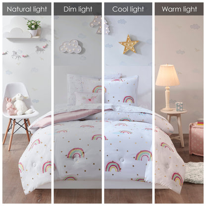 Set copripiumino con lenzuola Mia Rainbow e stelle metalliche per bambini di Intelligent Design Kids