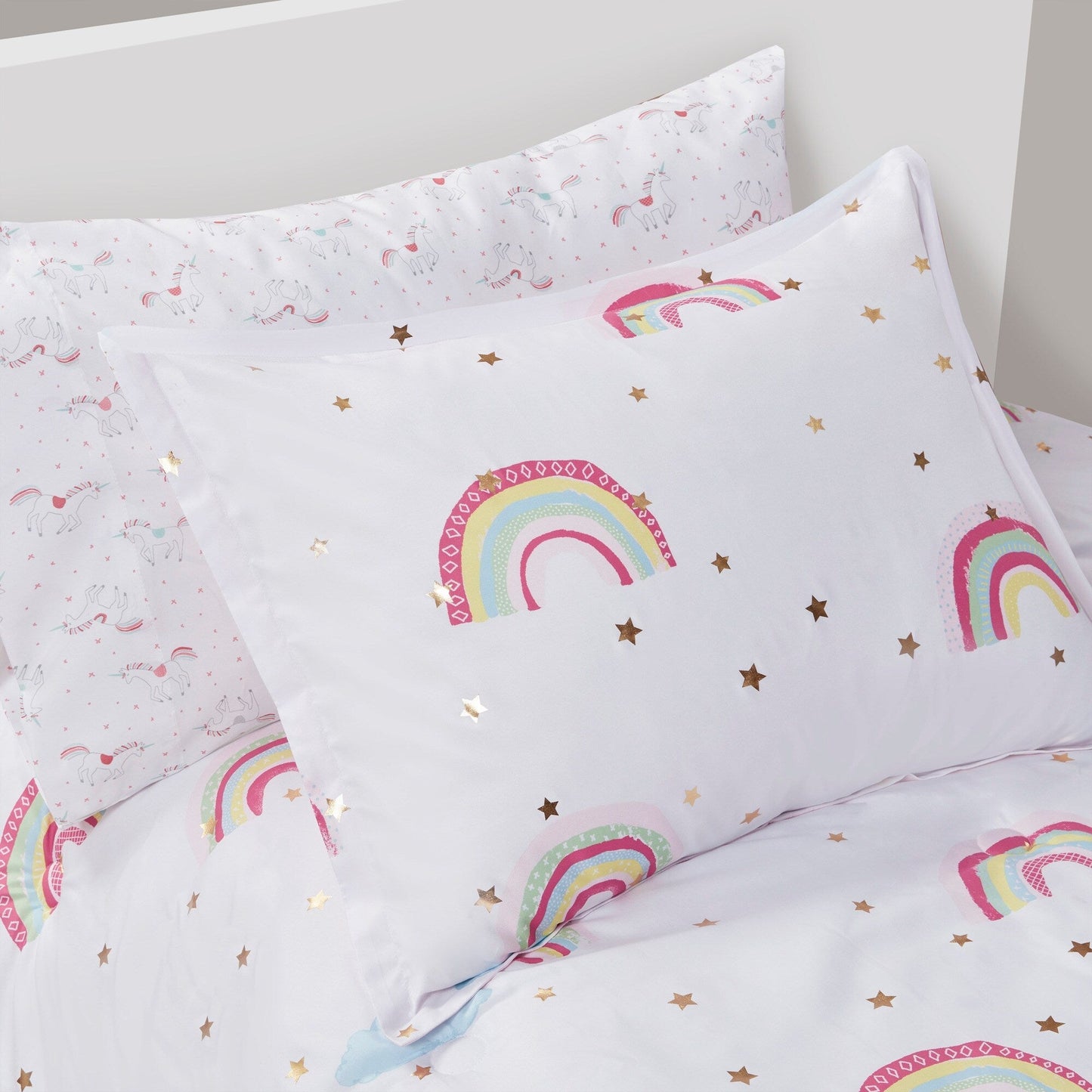 Set copripiumino con lenzuola Mia Rainbow e stelle metalliche per bambini di Intelligent Design Kids