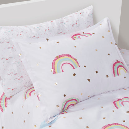 Set copripiumino con lenzuola Mia Rainbow e stelle metalliche per bambini di Intelligent Design Kids