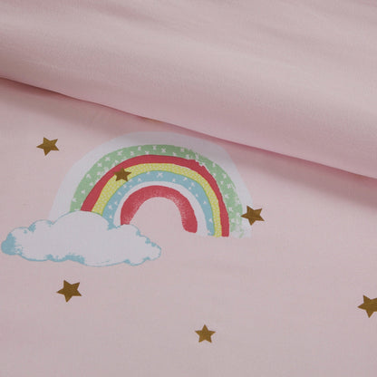 Set copripiumino con lenzuola Mia Rainbow e stelle metalliche per bambini di Intelligent Design Kids