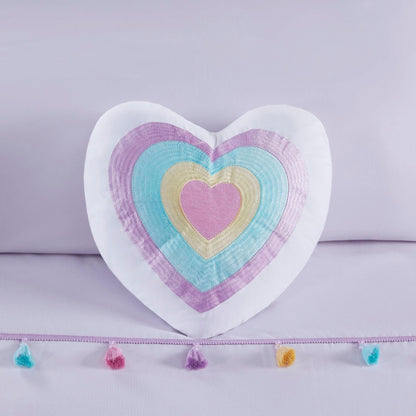 Set di trapunta con nappe Tanya per bambini di Intelligent Design con cuscino a forma di cuore