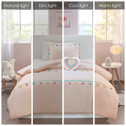 Set di trapunta con nappe Tanya per bambini di Intelligent Design con cuscino a forma di cuore