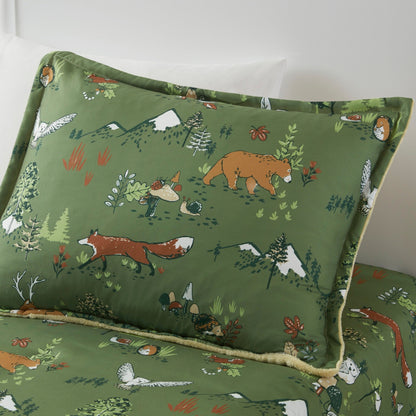 Set di piumoni reversibili in peluche Theo Forest Animals di Intelligent Design Kids