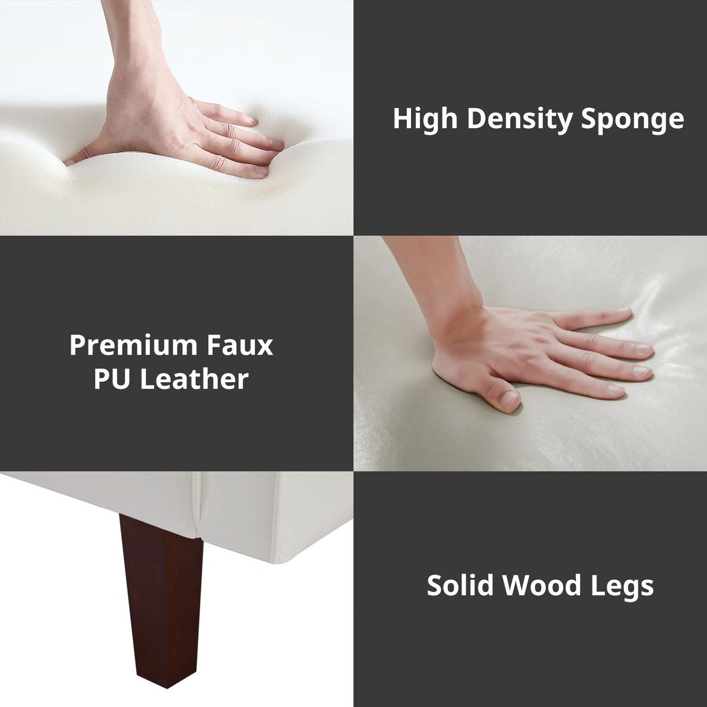 Divano letto futon in similpelle da 74" di metà secolo, divano trapuntato a bottoni, 3 posti, per soggiorno, camera da letto