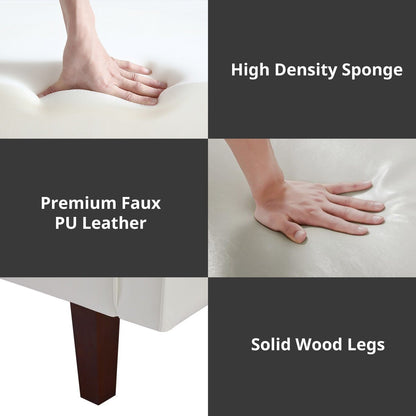 Divano letto futon in similpelle da 74" di metà secolo, divano trapuntato a bottoni, 3 posti, per soggiorno, camera da letto