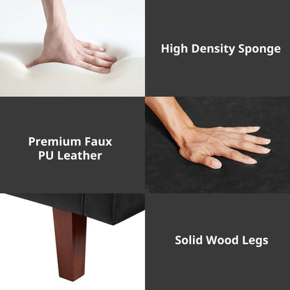 Divano letto futon in similpelle da 74" di metà secolo, divano trapuntato a bottoni, 3 posti, per soggiorno, camera da letto