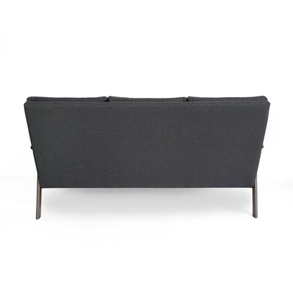 Divano a 3 posti con bottoni trapuntati di metà secolo e gambe in legno di gomma