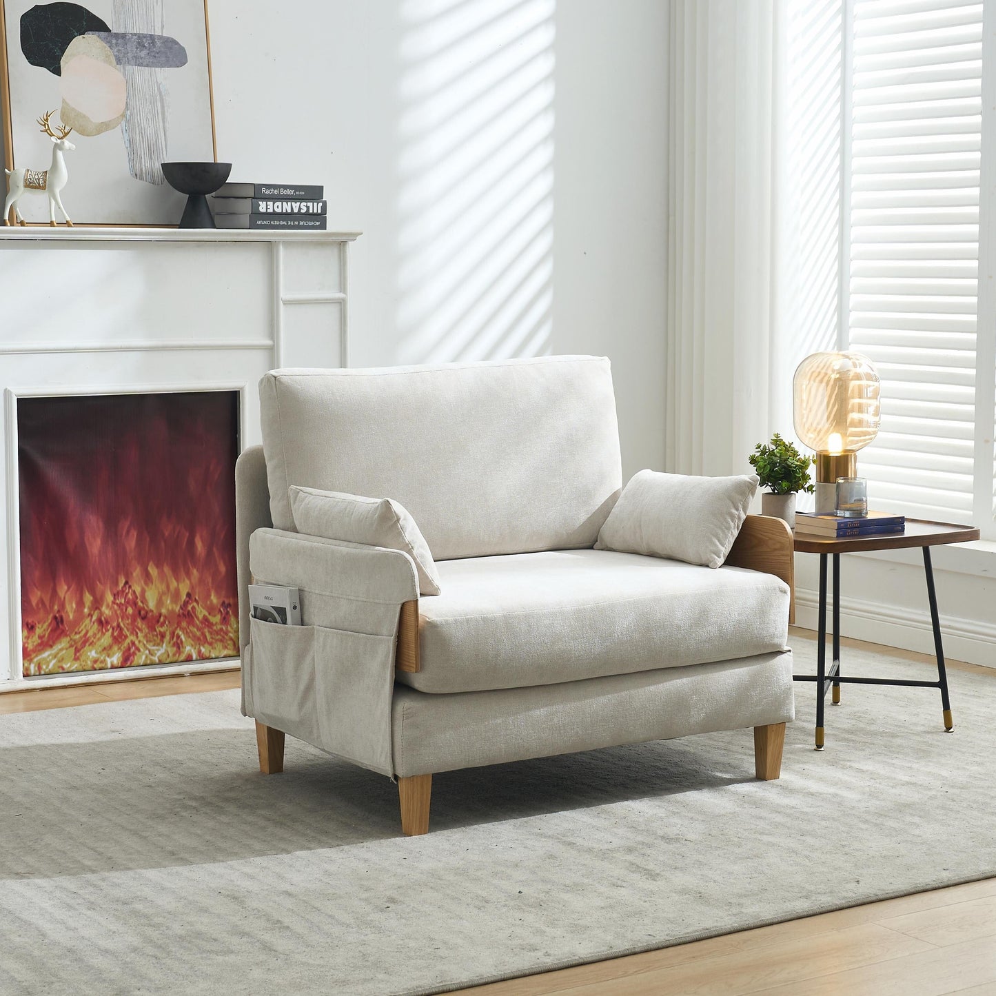 Divano letto reclinabile pieghevole 3 in 1 in stile moderno di metà secolo, trasformabile in divano letto