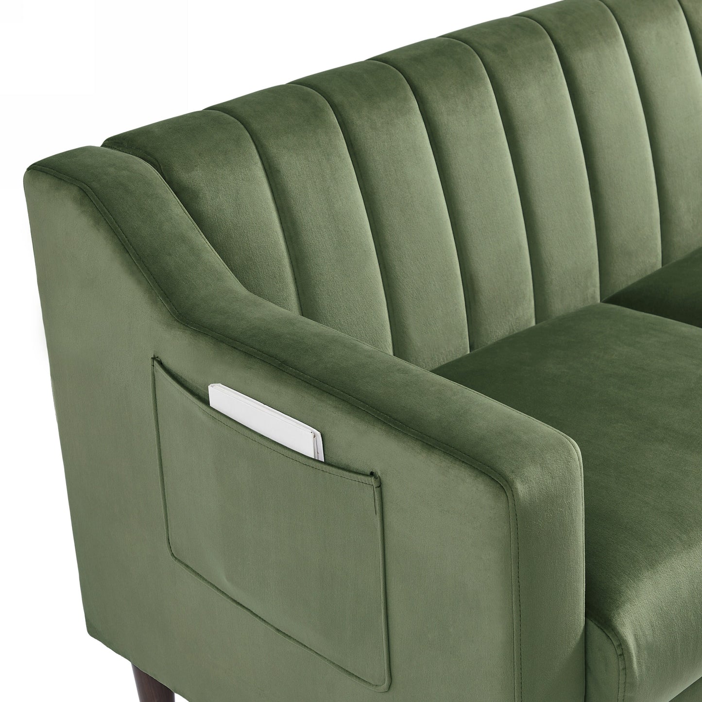 Divano Chesterfield imbottito in velluto, stile Mid-Century Modern, 55, con struttura in legno e cuscini per soggiorno