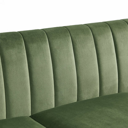 Divano Chesterfield imbottito in velluto, stile Mid-Century Modern, 55, con struttura in legno e cuscini per soggiorno