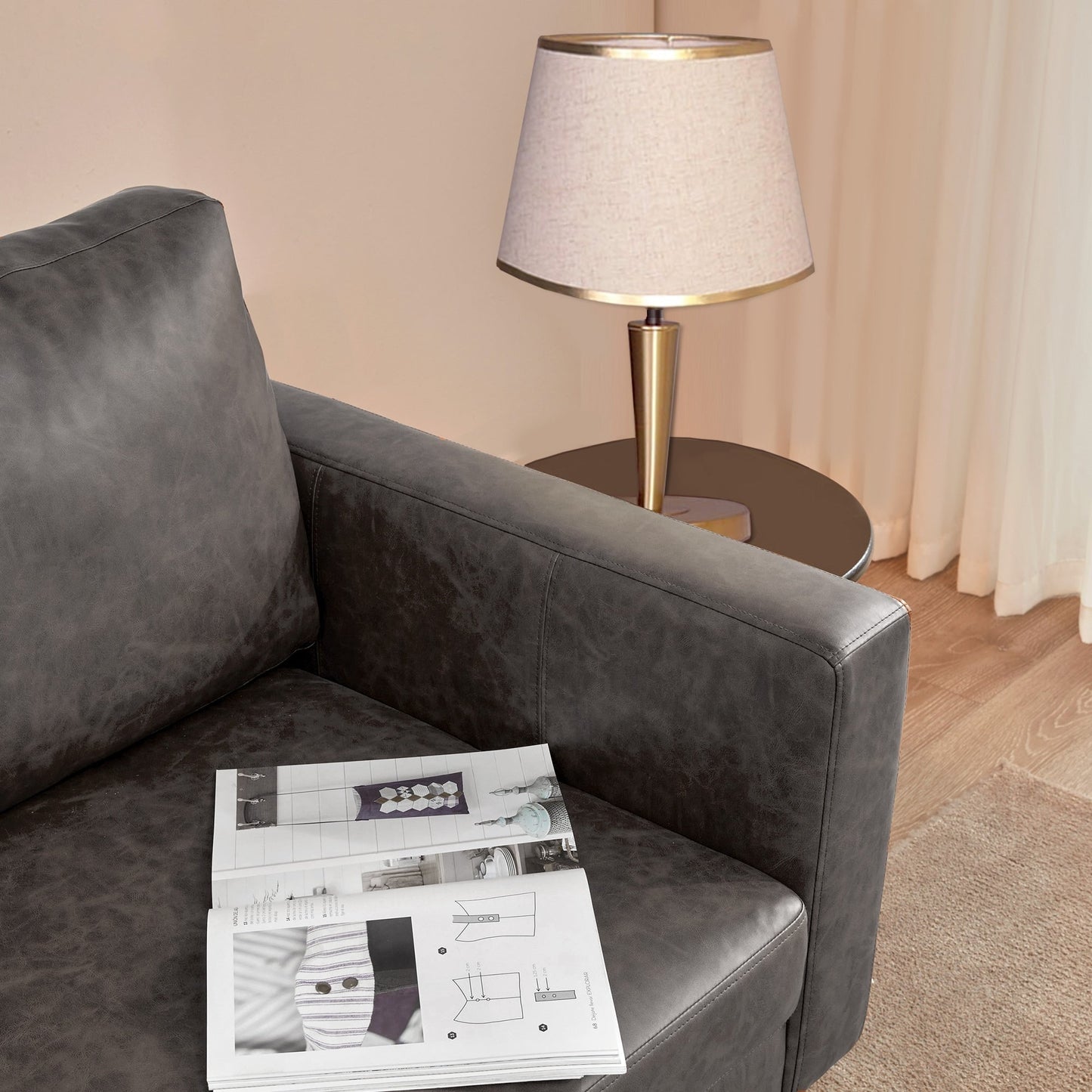 Divani a due posti in similpelle Mid-Century Modern 65 con struttura in legno massello e cuscino imbottito per soggiorno