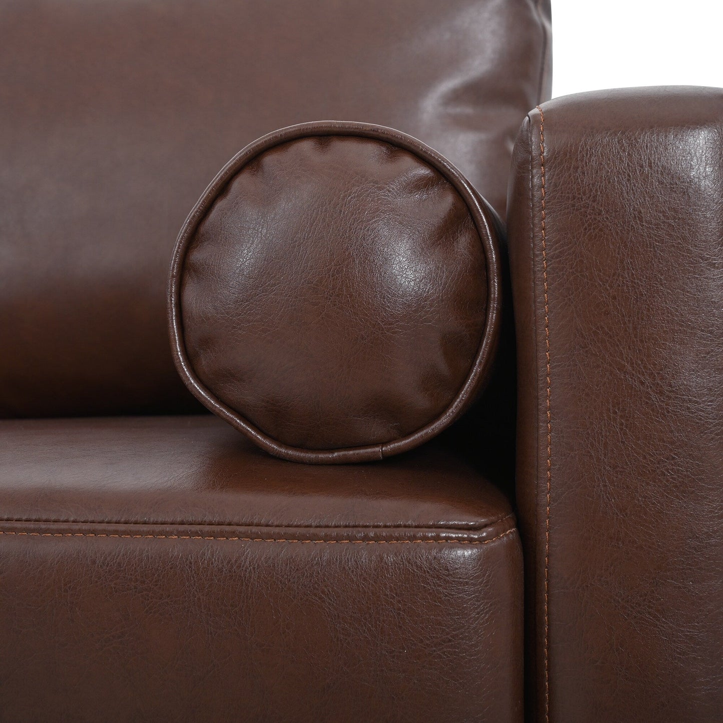 Divano a 3 posti Mid Century Modern 76.7 in PU con struttura in ferro e legno per soggiorno