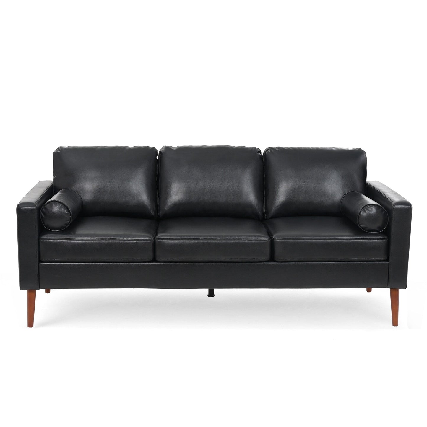 Divano a 3 posti Mid Century Modern 76.7 in PU con struttura in ferro e legno per soggiorno