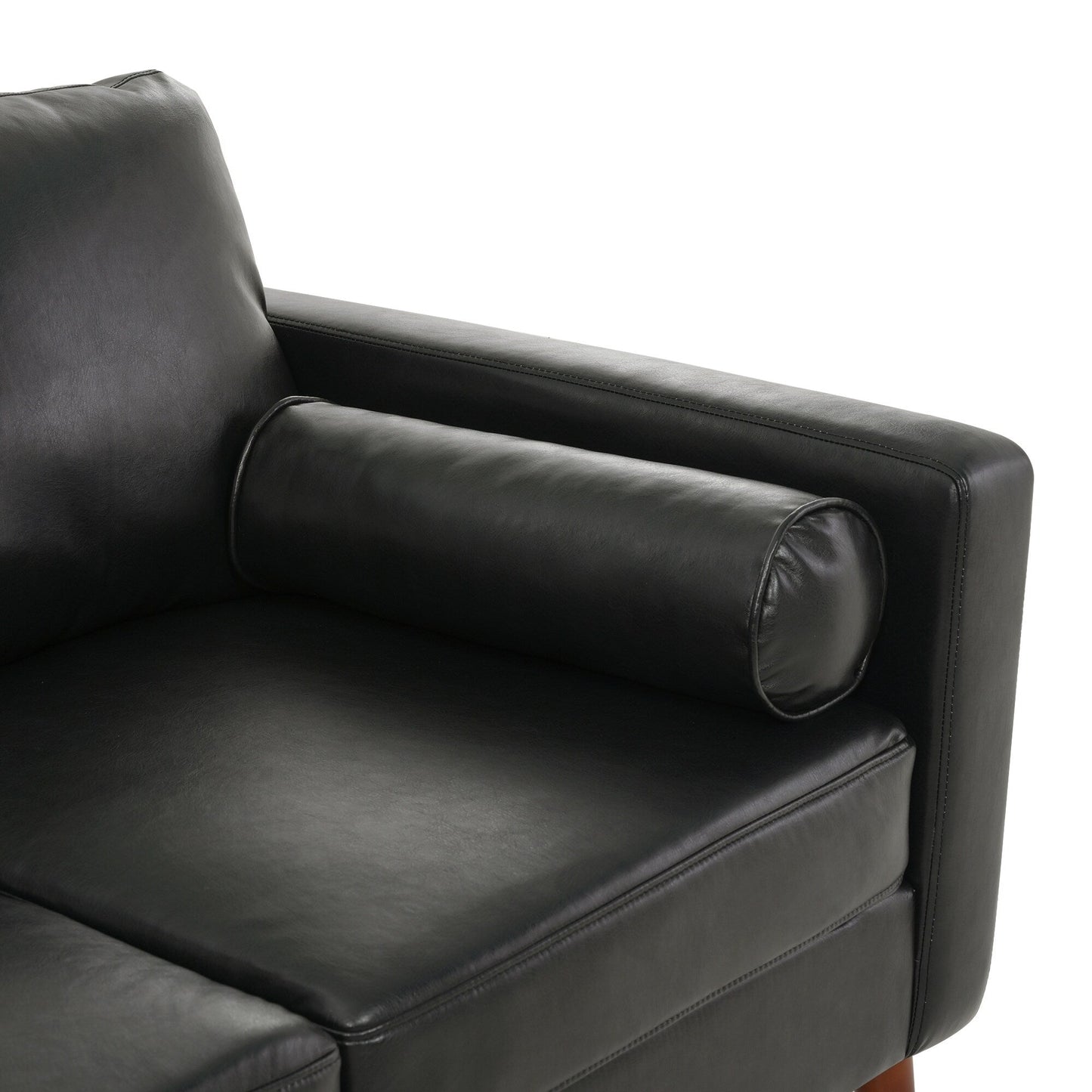 Divano a 3 posti Mid Century Modern 76.7 in PU con struttura in ferro e legno per soggiorno