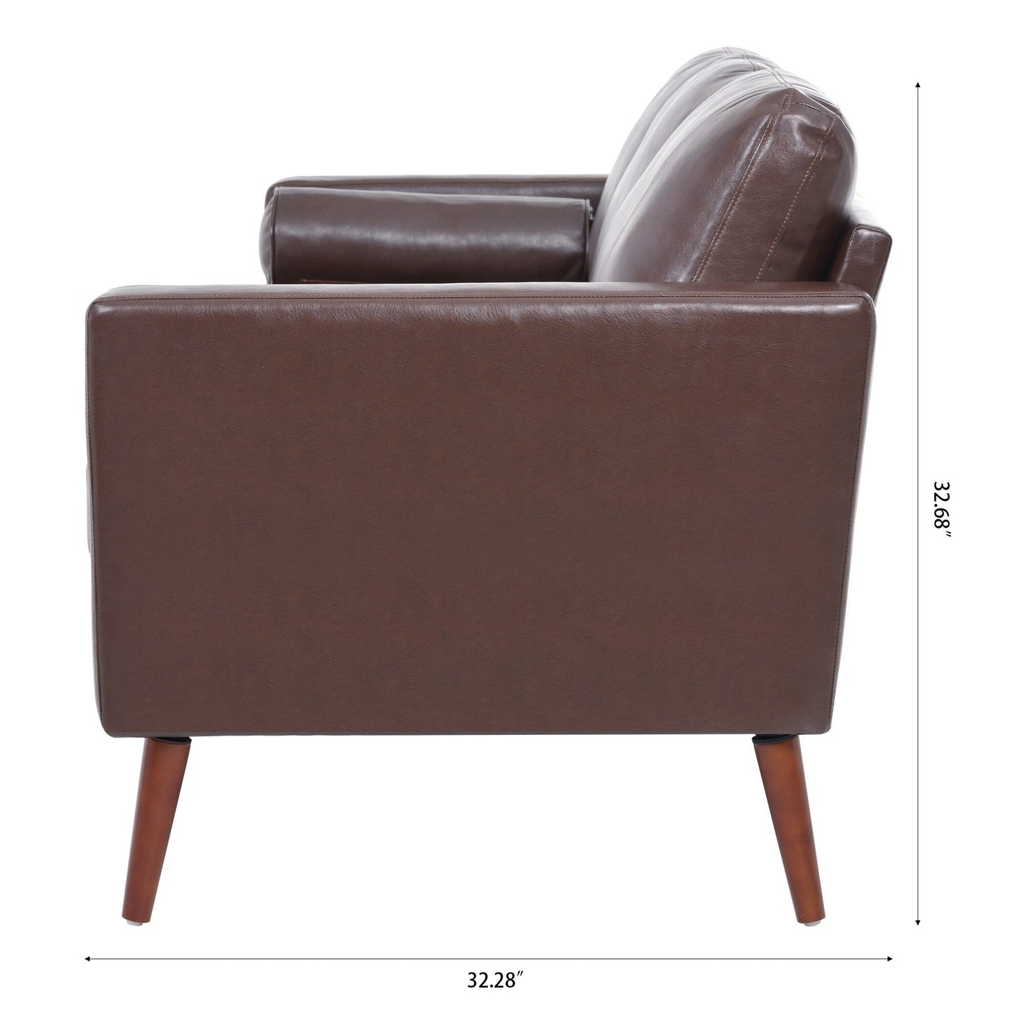 Divano a 3 posti Mid Century Modern 76.7 in PU con struttura in ferro e legno per soggiorno