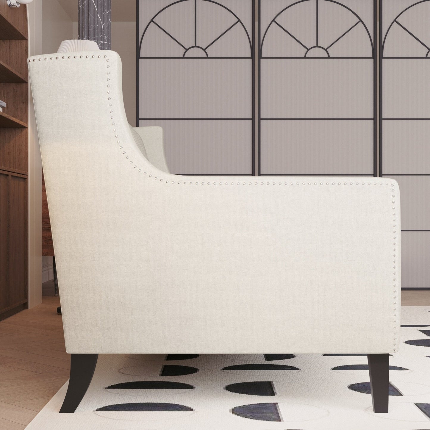 Divano a 3 posti in poliestere Mid-Century Modern da 78,75 pollici con schienale trapuntato a bottoni e comodo cuscino per soggiorno