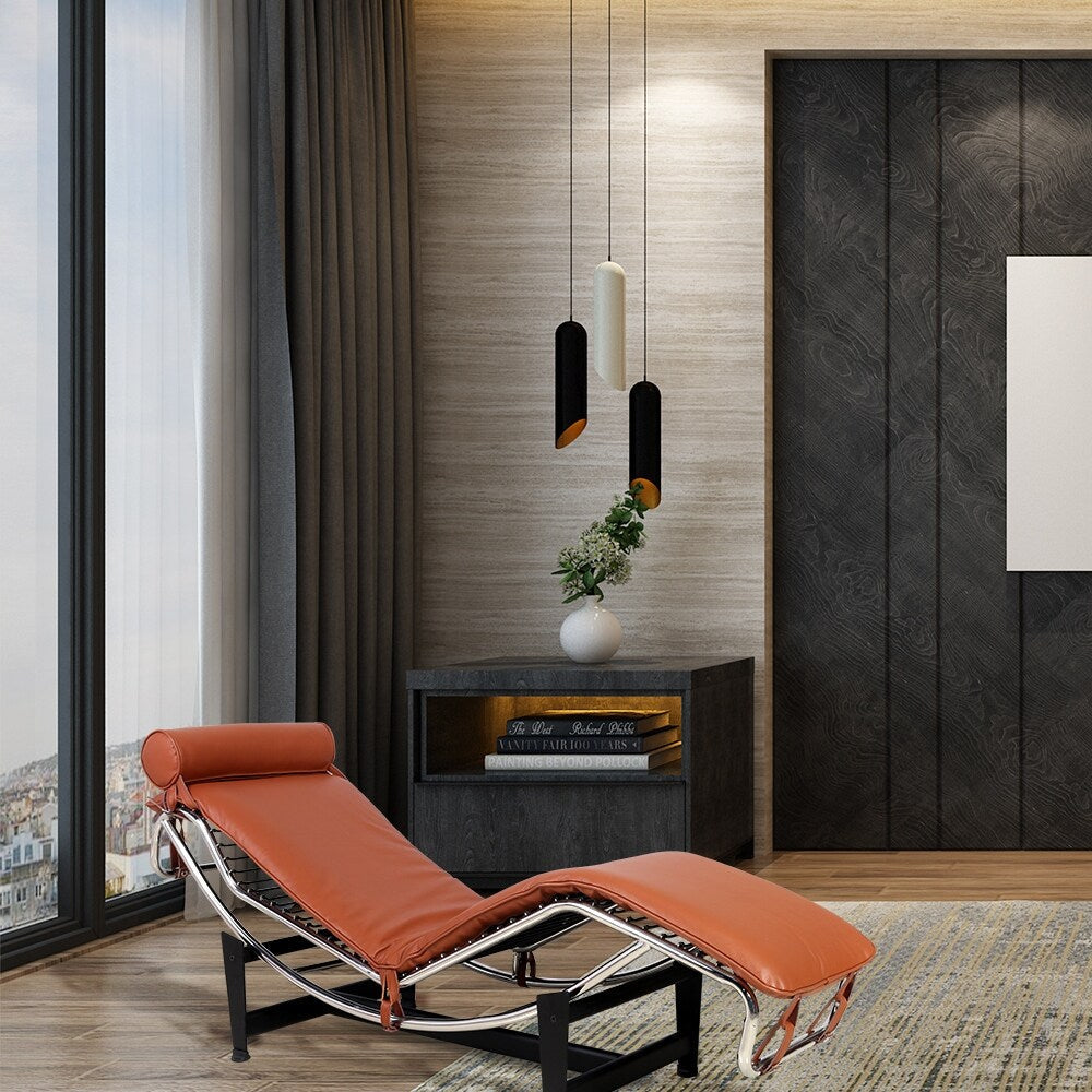 Poltrona reclinabile regolabile in pelle stile LC-4, modello Mid-Century Modern, replica per soggiorno o ufficio