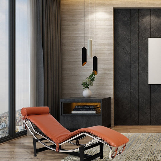 Poltrona reclinabile regolabile in pelle stile LC-4, modello Mid-Century Modern, replica per soggiorno o ufficio