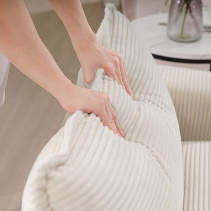 Divano componibile modulare a 3 posti in velluto a coste moderno di metà secolo con 2 braccioli e 3 cuscini decorativi per il soggiorno