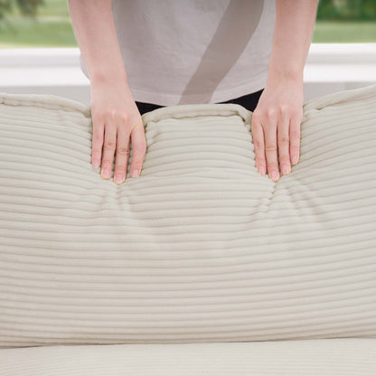 Divano componibile modulare a 3 posti in velluto a coste moderno di metà secolo con 2 braccioli e 3 cuscini decorativi per il soggiorno