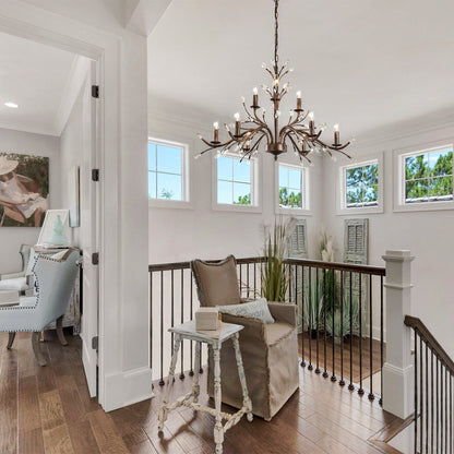 Lampadario di cristallo in stile candela con ramo di albero in stile retrò da fattoria